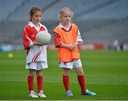 10 October 2012; Pictured at the Kellogg’s Cúl Dream Day Out in Croke Park are Hannah Casey, left, age 8, and Amy Smith, age 7, both from Co. Meath. 82,000 children participated in Kellogg's GAA Cúl Camps in 2012, an increase of almost 6% on 2011, proving that the camps are one of the most popular summer camps, selected by Irish families. Over 1,000 clubs throughout the country hosted Kellogg's GAA Cúl Camps, during the summer of 2012, with the highest numbers participating in GAA strongholds like Dublin, Cork, Galway, Limerick and Kildare. Counties like Meath, Westmeath and Longford also saw a huge surge in camp registrations with numbers up by 41% in Meath, 34% in Westmeath, 21% in Mayo, 20% in Longford and 8% in Donegal. Croke Park, Dublin. Picture credit: Barry Cregg / SPORTSFILE