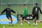 11 October 2012; Republic of Ireland's Ciaran Clark, centre, assistant manager Marco Tardelli, centre, and Keith Fahey during squad training ahead of their side's FIFA World Cup Qualifier match against Germany on Friday. Republic of Ireland Squad Training, Gannon Park, Malahide, Co. Dublin. Picture credit: Brian Lawless / SPORTSFILE