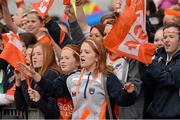 7 October 2012; Supporters of Armagh cheer on their team from the Cuasck Stand. TG4 All-Ireland Ladies Football Intermediate Championship Final, Armagh v Waterford, Croke Park, Dublin. Picture credit: Ray McManus / SPORTSFILE