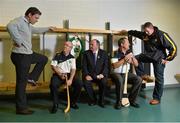 11 October 2012; Ireland managers Michael Walshe, second from left, and John Meyler, second from right, Jeffrey Lynskey and Ireland U-21 managers Jeffrey Lynskey, extreme left, and Gregory O'Kane, extreme right, along with Uachtarán Chumann Lúthchleas Gael Liam Ó Néill in attendance at the launch of the Hurling Shinty International Series. Croke Park, Dublin. Picture credit: Barry Cregg / SPORTSFILE