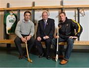 11 October 2012; Ireland U-21 managers Jeffrey Lynskey, left, and Gregory O'Kane with Uachtarán Chumann Lúthchleas Gael Liam Ó Néill in attendance at the launch of the Hurling Shinty International Series. Croke Park, Dublin. Picture credit: Barry Cregg / SPORTSFILE