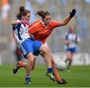 7 October 2012; Eimear Farrell, Waterford, in action against Niamh Henderson, Armagh. TG4 All-Ireland Ladies Football Intermediate Championship Final, Armagh v Waterford, Croke Park, Dublin. Picture credit: Brendan Moran / SPORTSFILE