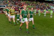 7 October 2012; Kerry captain Bernie Breen leads her side out before the game. TG4 All-Ireland Ladies Football Senior Championship Final, Cork v Kerry, Croke Park, Dublin. Picture credit: Brendan Moran / SPORTSFILE