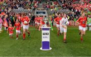 7 October 2012; The Cork team run onto the pitch past the Brendan Martin Cup before the game. TG4 All-Ireland Ladies Football Senior Championship Final, Cork v Kerry, Croke Park, Dublin. Picture credit: Brendan Moran / SPORTSFILE