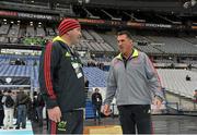 13 October 2012; Munster head coach Rob Penney, right, and assistant coach Anthony Foley in conversation during heavy rain before the game. Heineken Cup 2012/13, Pool 1, Round 1, Racing Metro 92 v Munster, Stade de France, Saint Denis, Paris, France. Picture credit: Diarmuid Greene / SPORTSFILE