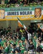 12 October 2012; A banner in memory of the late James Nolan. 2014 FIFA World Cup Qualifier, Group C, Republic of Ireland v Germany, Aviva Stadium, Lansdowne Road, Dublin. Picture credit: David Maher / SPORTSFILE