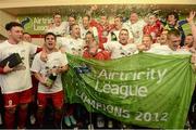 13 October 2012;Sligo Rovers players celebrate in  their team dressing room after winning the Airtricity League Premier Division. Airtricity League Premier Division, Sligo Rovers v St Patrick's Athletic, Showgrounds, Sligo. Picture credit: David Maher / SPORTSFILE