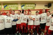 13 October 2012; Sligo Rovers players celebrate in their team dressing room after winning the Airtricity League Premier Division. Airtricity League Premier Division, Sligo Rovers v St Patrick's Athletic, Showgrounds, Sligo. Picture credit: David Maher / SPORTSFILE