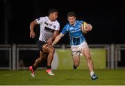 13 October 2012; Sam Coghlan Murray, Leinster A, in action against Curtis Wilson, Leeds Carnegie. British & Irish Cup, Leinster A v Leeds Carnegie, Donnybrook Stadium, Donnybrook, Dublin. Picture credit: Stephen McCarthy / SPORTSFILE