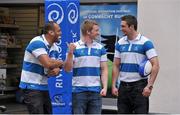 16 October 2012; Pictured at the announcement that Deep RiverRock water will be the Official Hydration Partner to Connacht Rugby for the current season are Connacht Rugby players, from left to right, George Naoupu, Eoin Griffin, and Dave McSharry. Centra, Renmore, Galway. Picture credit: Diarmuid Greene / SPORTSFILE