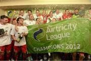 13 October 2012; Sligo Rovers players celebrate in  their team dressing room after winning the Airtricity League Premier Division. Airtricity League Premier Division, Sligo Rovers v St Patrick's Athletic, Showgrounds, Sligo. Picture credit: David Maher / SPORTSFILE