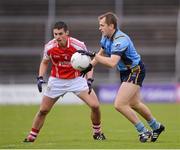 14 October 2012; Gary Cox, Salthill Knocknacarra, in action against Aonghus Tierney, Tuam Stars. Galway County Senior Football Championship Final, Tuam Stars v Salthill Knocknacarra, Pearse Stadium, Galway. Picture credit: Stephen McCarthy / SPORTSFILE