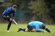 15 October 2012; Leinster's Fergus McFadden, left, and Mike Ross during squad training ahead of their side's Heineken Cup, Pool 5, Round 2, game against Scarlets on Saturday. Leinster Rugby Squad Training, Rosemount, UCD, Belfield, Dublin. Picture credit: Stephen McCarthy / SPORTSFILE