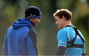 15 October 2012; Leinster's Rob Kearney, left, and Brian O'Driscoll during squad training ahead of their side's Heineken Cup, Pool 5, Round 2, game against Scarlets on Saturday. Leinster Rugby Squad Training, Rosemount, UCD, Belfield, Dublin. Picture credit: Stephen McCarthy / SPORTSFILE
