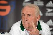 15 October 2012; Republic of Ireland manager Giovanni Trapattoni during a press conference ahead of their side's FIFA World Cup Qualifier match against the Faroe Islands on Tuesday. Republic of Ireland Press Conference, Torsvollur Stadium, Torshavn, Faroe Islands. Picture credit: David Maher / SPORTSFILE