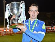 13 October 2012; Shane Tracy, Limerick, celebrates with the Airtricity League First Division trophy after the game. Airtricity League First Division, Limerick v Wexford Youths, Jackman Park, Limerick. Picture credit: Barry Cregg / SPORTSFILE
