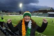 16 October 2012; Republic of Ireland supporter Orla Kelly, from Celbridge, Co. Kildare, before the game. 2014 FIFA World Cup Qualifier, Group C, Faroe Islands v Republic of Ireland, Torsvollur Stadium, Torshavn, Faroe Islands. Picture credit: David Maher / SPORTSFILE