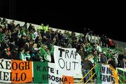 16 October 2012; Republic of Ireland supporters hold up a banner during the closing moments of the game. 2014 FIFA World Cup Qualifier, Group C, Faroe Islands v Republic of Ireland, Torsvollur Stadium, Torshavn, Faroe Islands. Picture credit: David Maher / SPORTSFILE