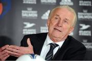 16 October 2012; Republic of Ireland manager Giovanni Trapattoni speaking to the media following his side's victory in their 2014 FIFA World Cup Qualifier match against the Faroe Islands. Torsvollur Stadium, Torshavn, Faroe Islands. Picture credit: David Maher / SPORTSFILE