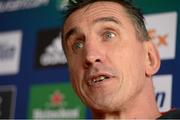 17 October 2012; Munster head coach Rob Penney speaking during a press conference ahead of their Heineken Cup, Pool 1, Round 2, game against Edinburgh on Sunday. Munster Rugby Press Conference, University of Limerick, Limerick. Picture credit: Diarmuid Greene / SPORTSFILE