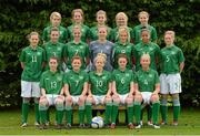 17 October 2012; The Republic of Ireland Under-19 squad, back row, from left to right, Shauna Newman, Ciara O'Connell, Chloe Mustaki, Grace Wright, and Orlagh Nolan. Middle row, from left to right, Katie McCabe, Lauren Murphy, Emily Cahill, Jillian Moloney, Carys Johnson, Rihanna Jarrett and Emma Hansberry. Front row, from left to right, Gemma McGuinness, Kelly Halligan, Denise O'Sullivan, Claire Shine and Sinead O'Farrelly. Republic of Ireland Women's U19 Squad Shoot, AUL Complex, Clonshaugh, Dublin. Picture credit: Matt Browne / SPORTSFILE