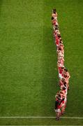 7 October 2012; The Cork squad during the National Anthem. TG4 All-Ireland Ladies Football Senior Championship Final, Cork v Kerry, Croke Park, Dublin. Picture credit: Stephen McCarthy / SPORTSFILE