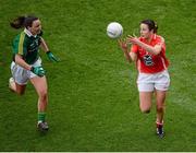 7 October 2012; Norita Kelly, Cork, in action against Caroline Kelly, Kerry. TG4 All-Ireland Ladies Football Senior Championship Final, Cork v Kerry, Croke Park, Dublin. Picture credit: Stephen McCarthy / SPORTSFILE