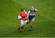 7 October 2012; Mags McAlinden, Armagh, in action against Grainne Enright, Waterford. TG4 All-Ireland Ladies Football Intermediate Championship Final, Armagh v Waterford, Croke Park, Dublin. Picture credit: Stephen McCarthy / SPORTSFILE