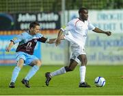 19 October 2012; Joseph Ndo, Sligo Rovers, in action against Brian Gannon, Drogheda United. Airtricity League Premier Division, Drogheda United v Sligo Rovers, Hunky Dory Park, Drogheda, Co. Louth. Photo by Sportsfile