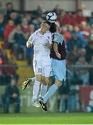 19 October 2012; David Cawley, Sligo Rovers, in action against Ryan Brennan, Drogheda United. Airtricity League Premier Division, Drogheda United v Sligo Rovers, Hunky Dory Park, Drogheda, Co. Louth. Photo by Sportsfile