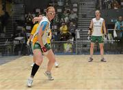19 October 2012; Sibeal Gallagher, and her sister and team-mate Fiona Shannon, right, in action during their match against Ashley Prendiville and Maria Daly, Co. Kerry, during the Ladies Doubles Final. World Handball Championships, Citywest Hotel & Conference Centre, Saggart, Co. Dublin. Picture credit: Matt Browne / SPORTSFILE