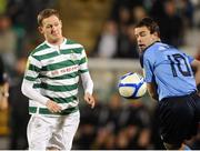 19 October 2012; Gary Twigg, Shamrock Rovers, in action against Robert Benson, UCD. Airtricity League Premier Division, Shamrock Rovers v UCD, Tallaght Stadium, Tallaght, Co. Dublin. Picture credit: David Maher / SPORTSFILE