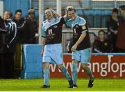 19 October 2012; Brian Gannon, left, Drogheda United, celebrates after scoring his side's second goal with team-mate Ryan Brennan. Airtricity League Premier Division, Drogheda United v Sligo Rovers, Hunky Dory Park, Drogheda, Co. Louth. Photo by Sportsfile