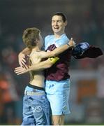19 October 2012; Alan McNally, Drogheda United, celebrates with a fan after the game. Airtricity League Premier Division, Drogheda United v Sligo Rovers, Hunky Dory Park, Drogheda, Co. Louth. Photo by Sportsfile