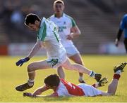 21 October 2012; Keith Rogers, Ballaghaderreen, in action against Myle Kelly, Ballintubber. Mayo County Senior Football Championship Final, Ballintubber v Ballaghaderreen, Elverys MacHale Park, Castlebar, Co. Mayo. Picture credit: David Maher / SPORTSFILE
