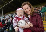 21 October 2012; One year old George Conway, son of Arles Kilcruise captain Chris Conway, with his mum Denise Plunkett Conway at the game. Laois County Senior Football Championship Final, Portlaoise v Arles Kilcruise, O'Moore Park, Portlaoise, Co. Laois. Photo by Sportsfile