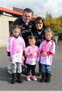 21 October 2012; Kilcoo supporters Kieran and Leanne Mackin, along with their three daughters Blinne, Cliodhna and Ciar, ahead of the game. Down County Senior Football Championship Final, Mayobridge v Kilcoo, Pairc Esler, Newry, Co. Down. Picture credit: Oliver McVeigh / SPORTSFILE