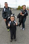21 October 2012; Kilcoo supporters Mark and Noirin Madine, along with their son Ruairi, ahead of the game. Down County Senior Football Championship Final, Mayobridge v Kilcoo, Pairc Esler, Newry, Co. Down. Picture credit: Oliver McVeigh / SPORTSFILE