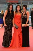 26 October 2012; Emma, left, and Sarah O'Donovan with Collette Desmond, right, from Innishannon, Co. Cork, arrive ahead of the 2012 GAA GPA All-Star awards, sponsored by Opel. National Convention Centre, Dublin. Photo by Sportsfile