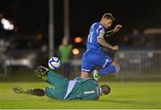 26 October 2012; Petter Keegan, Waterford United, has his attempt on goal saved by Craig Hyland, Longford Town. Airtricity League First Division, Promotion Play-Off, 2nd Leg, Waterford United v Longford Town, RSC, Waterford. Picture credit: Barry Cregg / SPORTSFILE