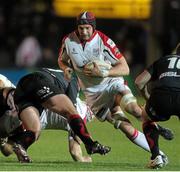 26 October 2012; Ulster's Dan Tuohy finds a gap in the Dragons defence. Celtic League 2012/13, Round 7, Newport Gwent Dragons v Ulster, Rodney Parade, Newport, Wales. Picture credit: Steve Pope / SPORTSFILE