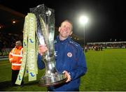 26 October 2012; Sligo Rovers manager Ian Baraclough celebrates with the Airtricity League Premier Division trophy. Airtricity League Premier Division, Sligo Rovers v Shamrock Rovers, Showgrounds, Sligo. Picture credit: David Maher / SPORTSFILE