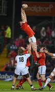 26 October 2012; Peter O'Mahony, Munster, wins possession for his side in a lineout against Zebre. Celtic League 2012/13, Round 7, Munster v Zebre, Thomond Park, Limerick. Picture credit: Matt Browne / SPORTSFILE