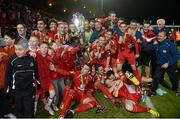 26 October 2012; Sligo Rovers players, staff and fans celebrate with the Airtricity League Premier Division trophy. Airtricity League Premier Division, Sligo Rovers v Shamrock Rovers, Showgrounds, Sligo. Picture credit: David Maher / SPORTSFILE