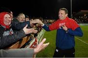 26 October 2012; Sligo Rovers manager Ian Baraclough celebrates with supporters at the end of the game after winning the Airtricity League Premier Division title. Airtricity League Premier Division, Sligo Rovers v Shamrock Rovers, Showgrounds, Sligo. Picture credit: David Maher / SPORTSFILE