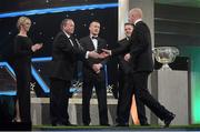 26 October 2012; Waterford's John Mullane receives his 2012 GAA GPA All-Star award, sponsored by Opel, from Liam Ó Néill, Uachtarán, Chumann Lúthchleas Gael,  Donal Og Cusack, Chairman, Gaelic Players Association, and Dave Sheeran, Managing Director, Opel Ireland. GAA GPA All-Star Awards 2012 Sponsored by Opel, National Convention Centre, Dublin. Picture credit: Brendan Moran / SPORTSFILE