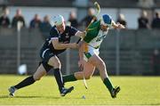 27 October 2012; Brendan Murtagh, Ireland, in action against Norman Campbell, Scotland. Shinty International, Second Test, Scotland v Ireland, Cusack Park, Ennis, Co. Clare. Picture credit: Diarmuid Greene / SPORTSFILE