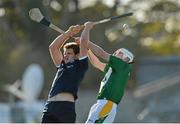 27 October 2012; Shane Fennell, Ireland, in action against Niall MacPhee, Scotland. Shinty International, Second Test, Scotland v Ireland, Cusack Park, Ennis, Co. Clare. Picture credit: Diarmuid Greene / SPORTSFILE