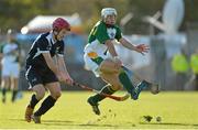 27 October 2012; Keith MacRae, Scotland, in action against Barry McFall, Ireland. Shinty International, Second Test, Scotland v Ireland, Cusack Park, Ennis, Co. Clare. Picture credit: Diarmuid Greene / SPORTSFILE