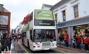 27 October 2012; Airtricity League champions Sligo Rovers celebrate during an open top bus tour of Sligo. O'Connell Street, Sligo. Picture credit: Peter Wilcock / SPORTSFILE